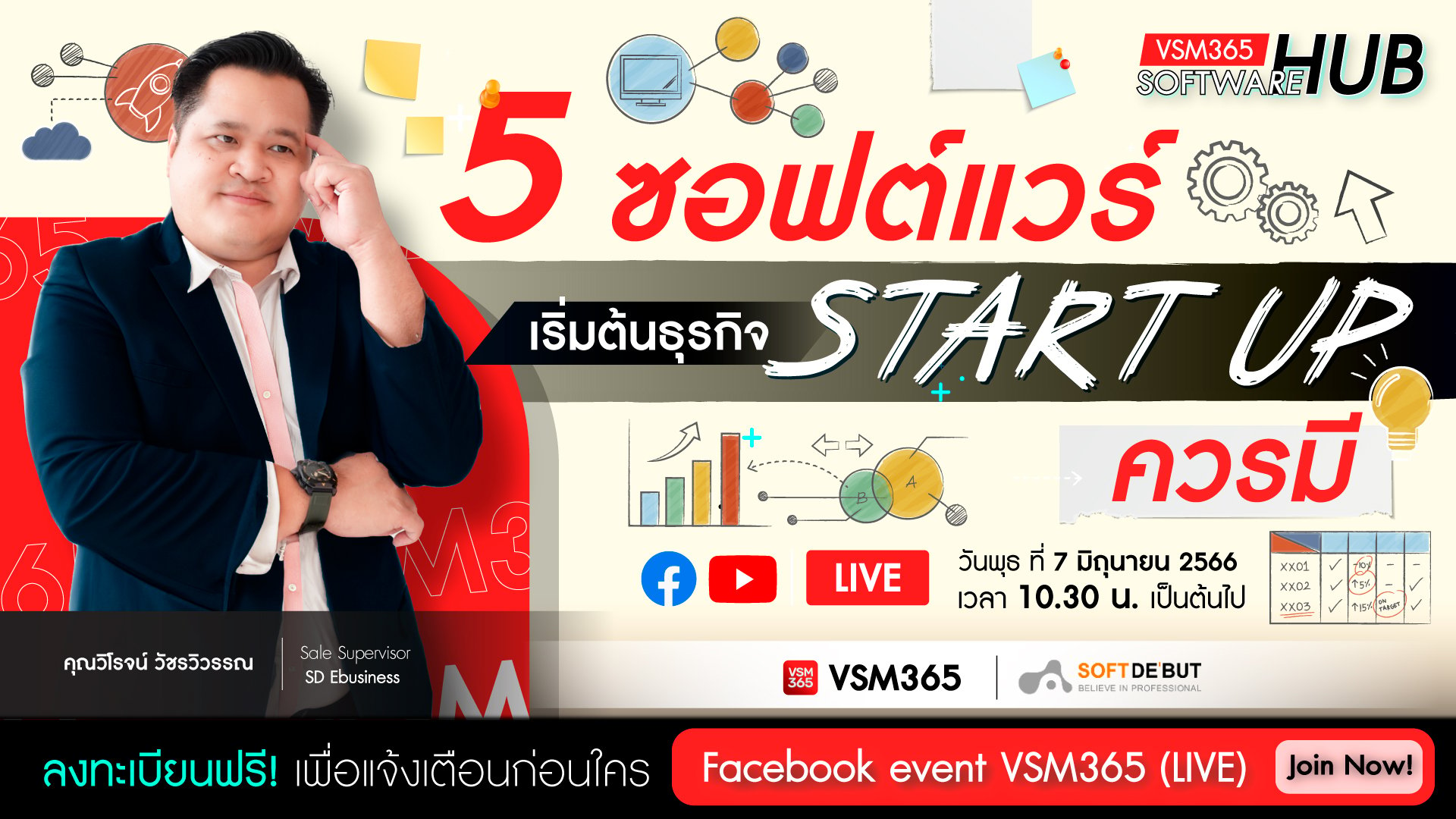 🔴[  LIVE  ] 5 ซอฟต์แวร์เริ่มต้นธุรกิจ Start Up ควรมี